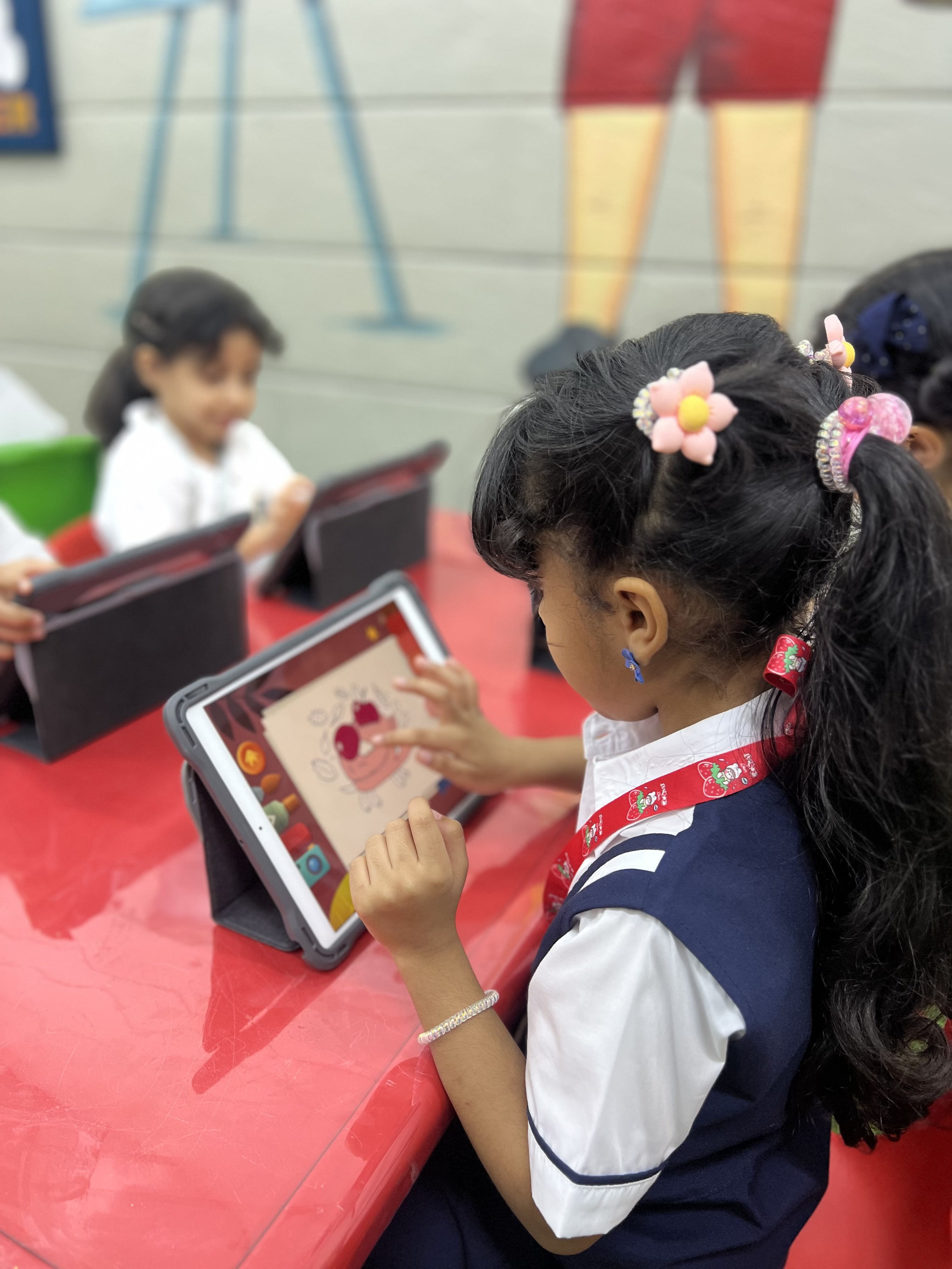 Students at computers in a modern lab